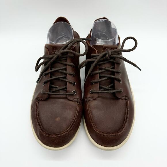 OluKai Nalukai Men's Leather Lace Up Slip On Shoe In Kona Coffee/Tapa Size 8.5 - Picture 5 of 13